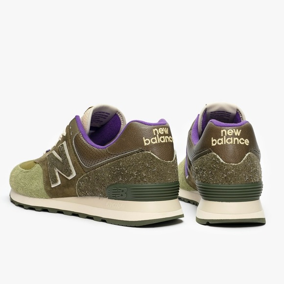 SNS X New Balance 574 Nature Retro Running Shoe / Sneaker - Green / Purple - Picture 8 of 16
